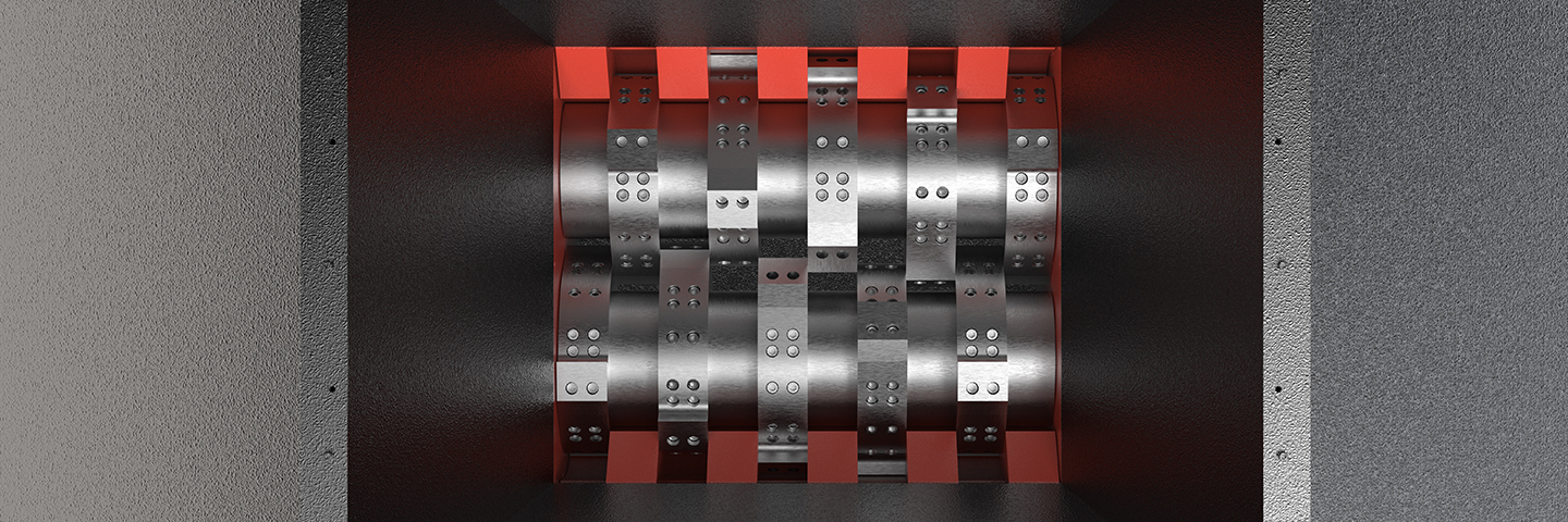 Triturador industrial de eixo duplo para metal